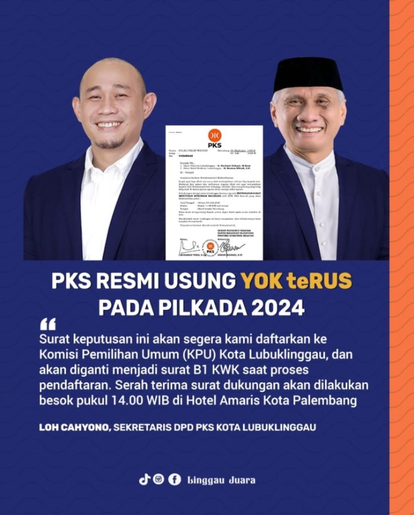 Resmi PKS Dukung YOK-HRE Di Pilkada Lubuk Linggau